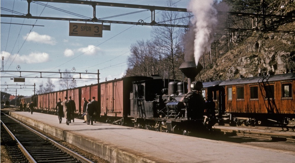 At Grovane on a freight train...