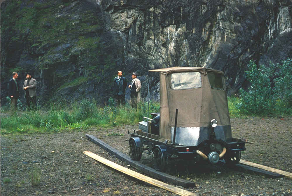 Terry, Bob and rail buggy at falls
